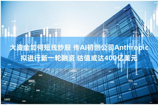 大资金如何短线炒股 传AI初创公司Anthropic拟进行新一轮融资 估值或达400亿美元